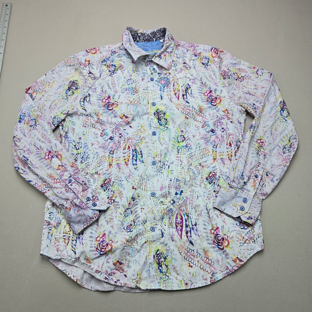 Robert Graham Button Down Shirt Classic Fit Abstract Floral Multi Mens Large L